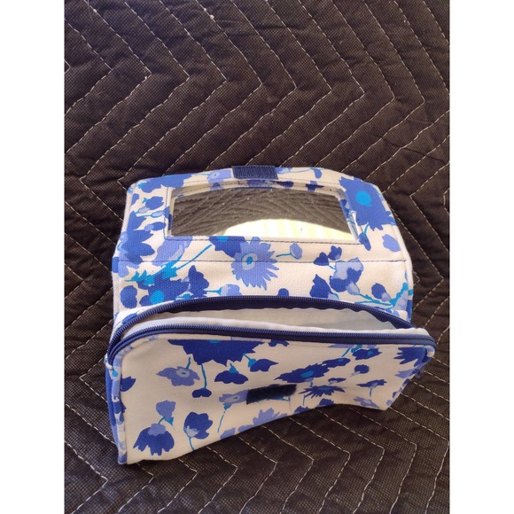 Gap Blue Floral Bi-fold Cosmetic Bag with Mirror - Picture 5 of 6